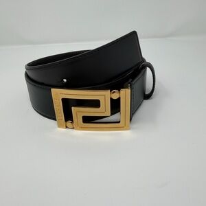 Versace Black Greca Leather Belt